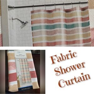 Fabric shower curtain with design💦NWT💦striped pattern💦bright colored design
